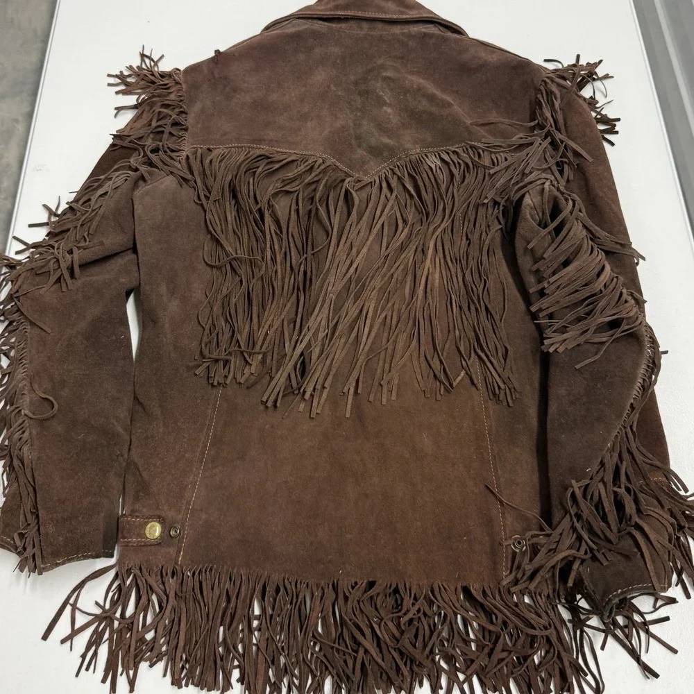 Unbranded Fringe Suede Jacket Mens Medium Brown Fair Vintage Western Cowboy